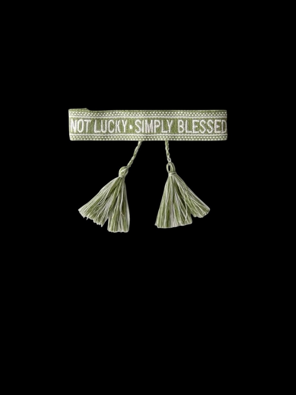 Plunder Olive Green and White Woven Tassel Bracelet